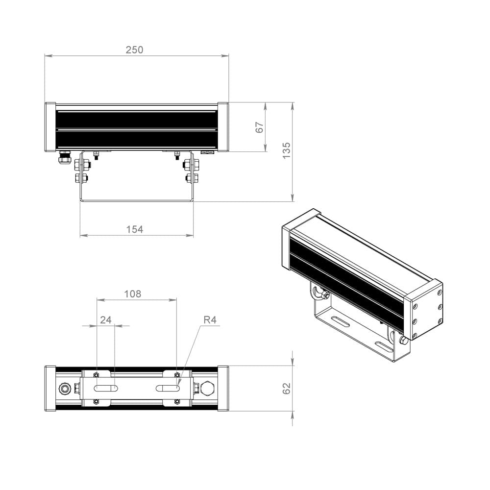 Прожектор К 30 250мм 3000К 15°