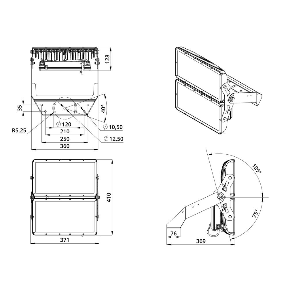 Прожектор 250 X 5000К 110×45°