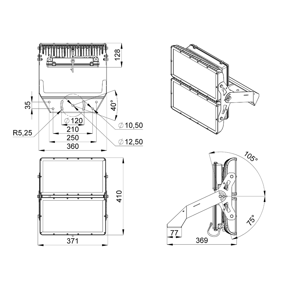 Прожектор 400 X 4000К 110×45°